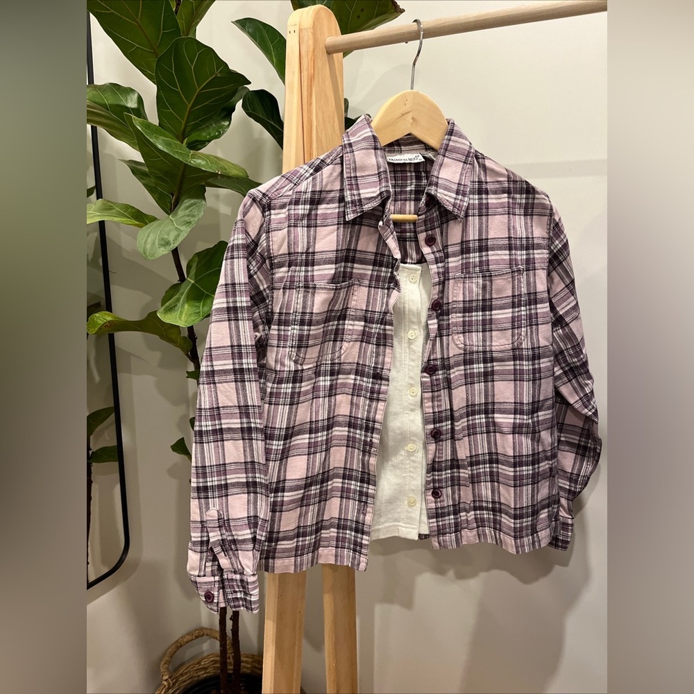 Fashion Bug Vintage Y2k Grunge Plaid Flannel Button Front Delia’s Top Cotton M